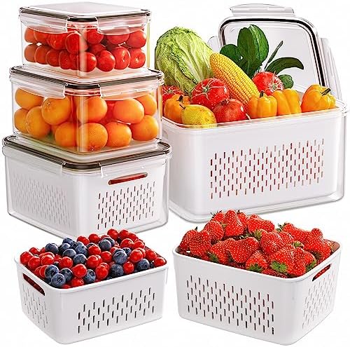 5-Pack Fruit Storage Containers with Removable Colanders