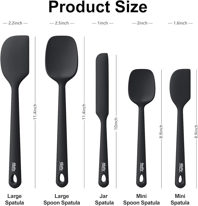 Redfly Silicone Spatula Set, 5 Piece Food Grade Silicone Cooking Utensils Set - Image 2