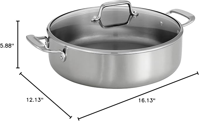 Tramontina Tri-Ply Clad Stainless Steel 6-Quart Braiser Pan - Image 9