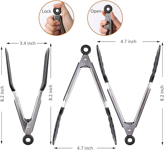 Mini Silicone Serving Tongs Set of 3, Small Kitchen Tongs - Image 2