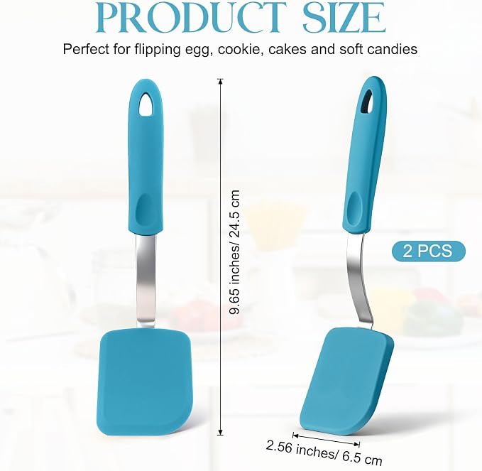Silicone Cookie Spatula Turner 2 Pack Mini Brownie Spatula Flexible Kitchen - Image 2