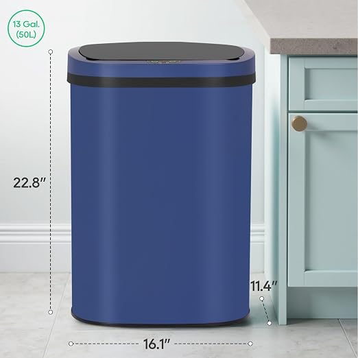BestOffice 13‑Gallon Automatic Sensor Trash Can, Deep Blue – 50 L Touchless - Image 7