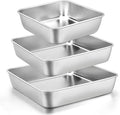 6/8/9-Inch Square Cake Pan Set, E-far Stainless Steel Square Baking Brownie by E-far