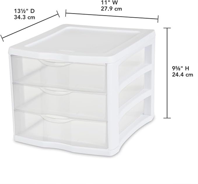 Sterilite 4-Pack 3 Drawer Unit, Stackable Plastic Organizer - Image 3