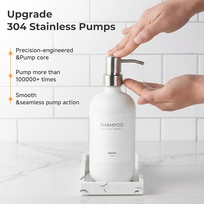 White Glass Soap Dispenser Set for Kitchen, Hand and Dish Soap Dispenser - Image 2