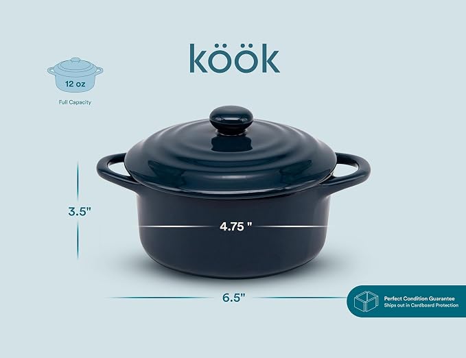 Kook Ceramic Mini Cocotte Set, Small Casserole Dishes - Image 8