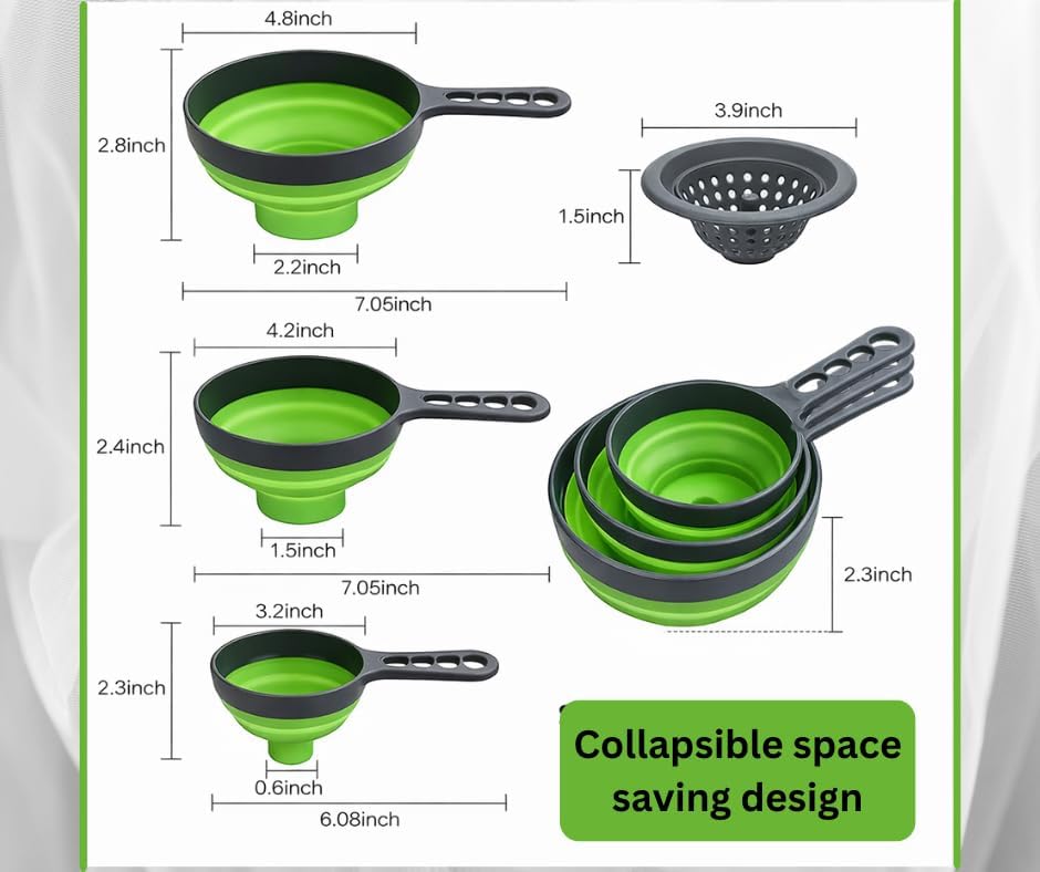 Collapsible Funnel Set of 3 | Silicone Pot Edge Soup Pour Spout | Food