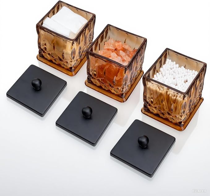 Qtip Holder, 15Oz Amber Glass Apothecary Jars - Image 7