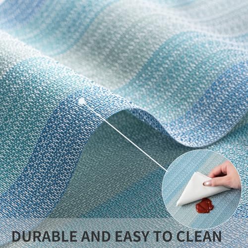 HeloHo Blue Placemats Set of 6,Stain-Resistant Kitchen Table Mats