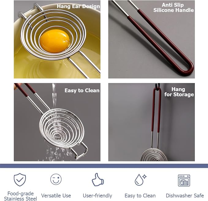 Semi Automatic Whisk & Egg Yolk Separator, Stainless Steel Mini Hand Push Whisk - Image 5