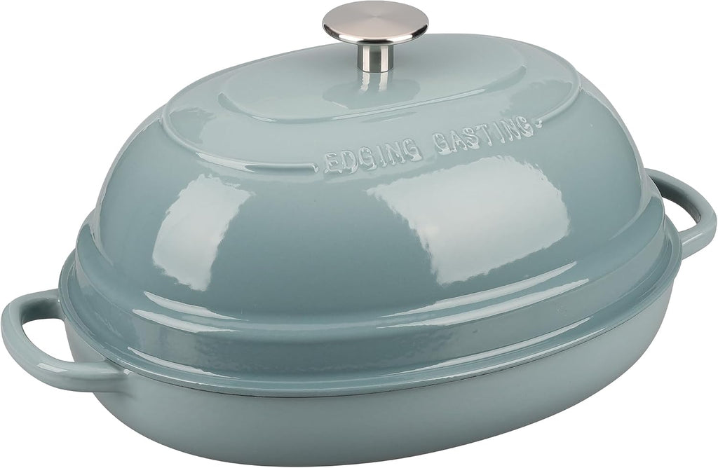 EDGING CASTING Enameled Oval Cast Iron Dutch Oven Pot with Lid, Bread