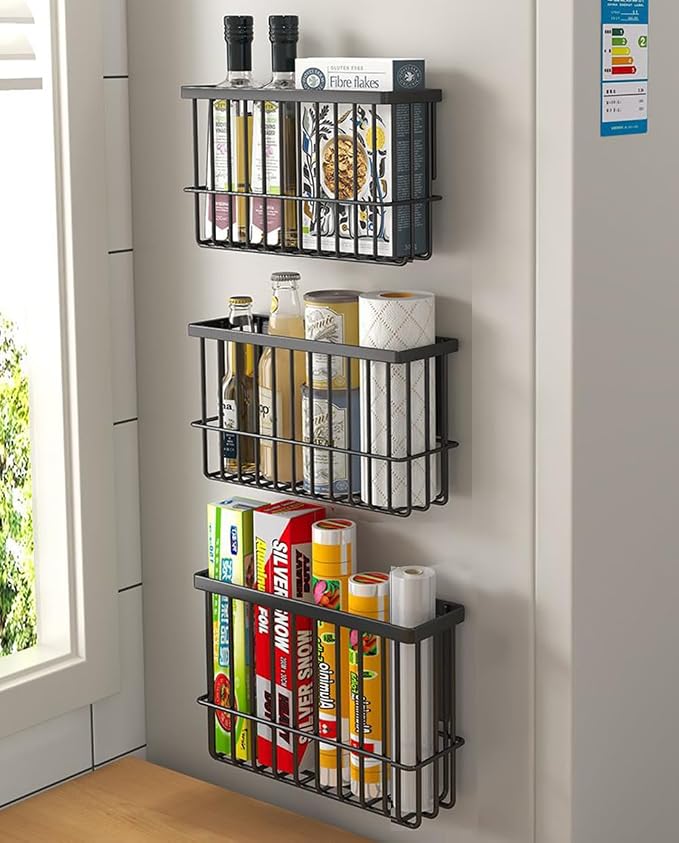 3 Piece Kitchen Cabinet Door Storage Box, Self Adhesive Wall Mounted Storage by EigPluy