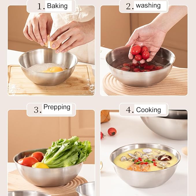 Stainless Steel Salad Bowls Set - Image 2