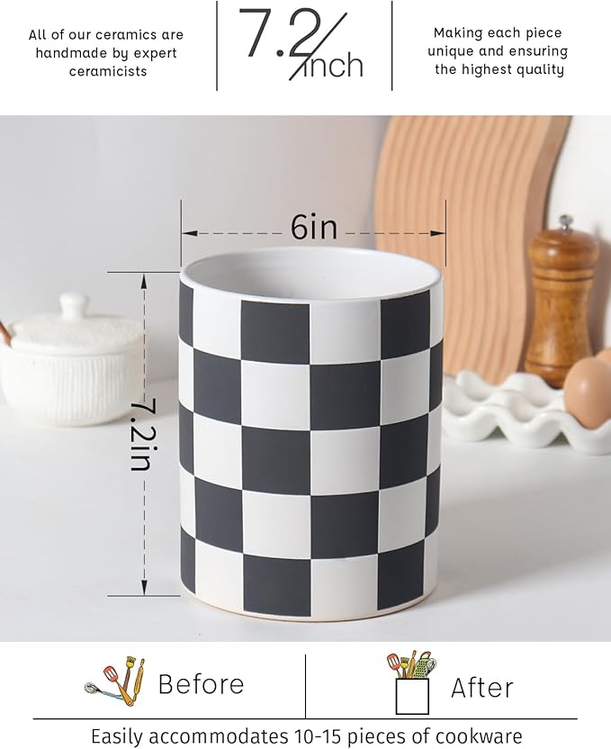 Checkered Kitchen Utensil Holder - Image 3