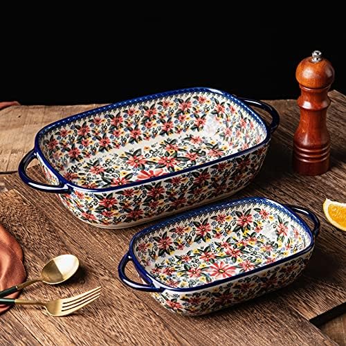 Blue Ceramic Rectangular Baking Dish Set, 2-Piece