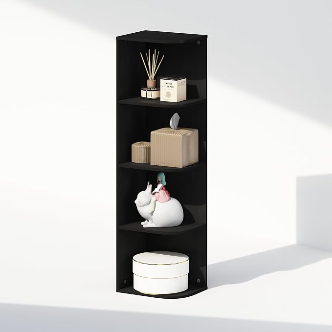 Furinno Reed Corner Shelf, 4-Tier Corner Bookshelf, Book Shelf, Corner Shelves - Image 4