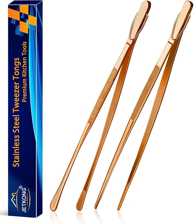 JETKONG 2 Pcs 12-Inch Kitchen Tweezers Cooking Tweezer Tongs Stainless Steel by JETKONG
