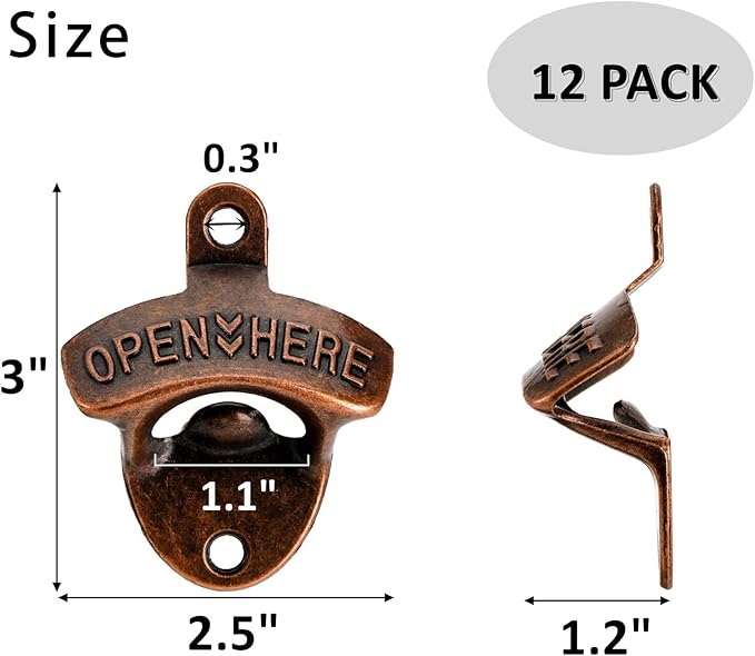 ZOOFOX 12-Piece Wall Mounted Vintage Metal Bottle Opener - Image 2