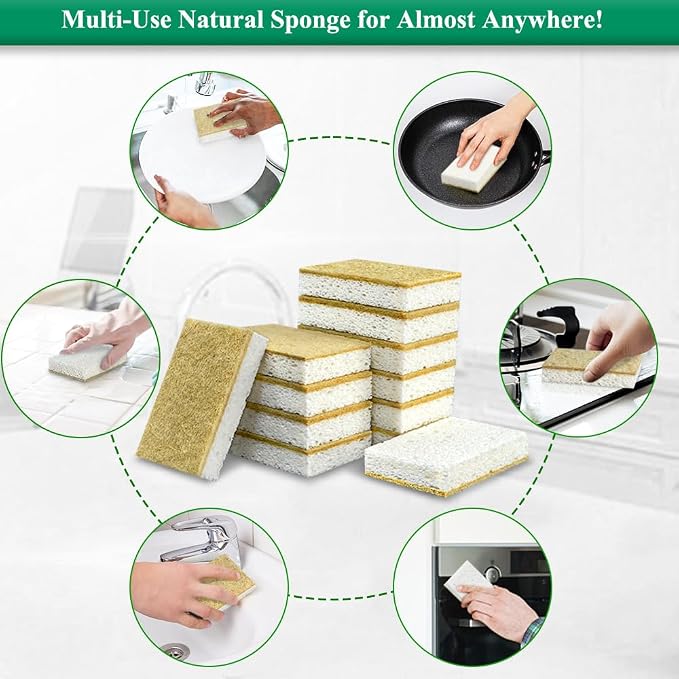 Natural Kitchen Sponge Compostable Kitchen Sponges Cellulose and Coconut - Image 4
