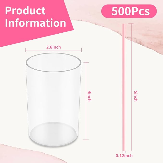 500 Pcs Pink Coffee Stir Sticks Set Coffee Stirrers Holder Acrylic Stir Stick - Image 2