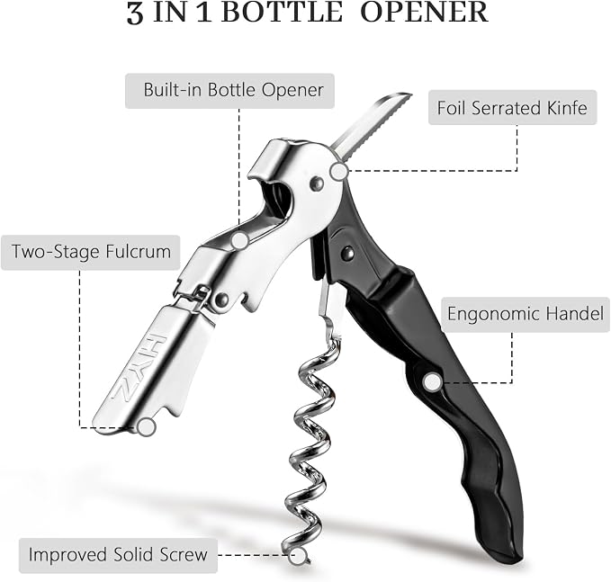 HYZ Wine Opener Bulk 20-Pack for Bartender, Professional Waiter Corkscrew Wine - Image 2