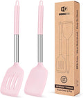 Pack of 2 Silicone Solid Turner, Non Stick Slotted Kitchen Spatulas, High Heat by BUNDLEPRO