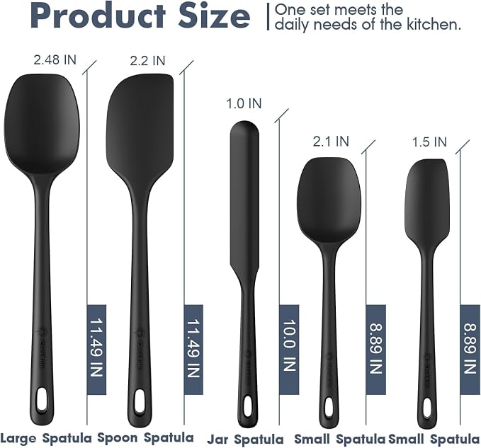 ChefAide 5 Pieces Silicone Spatula Set, Food Grade Rubber Spatula, Upgrade - Image 2