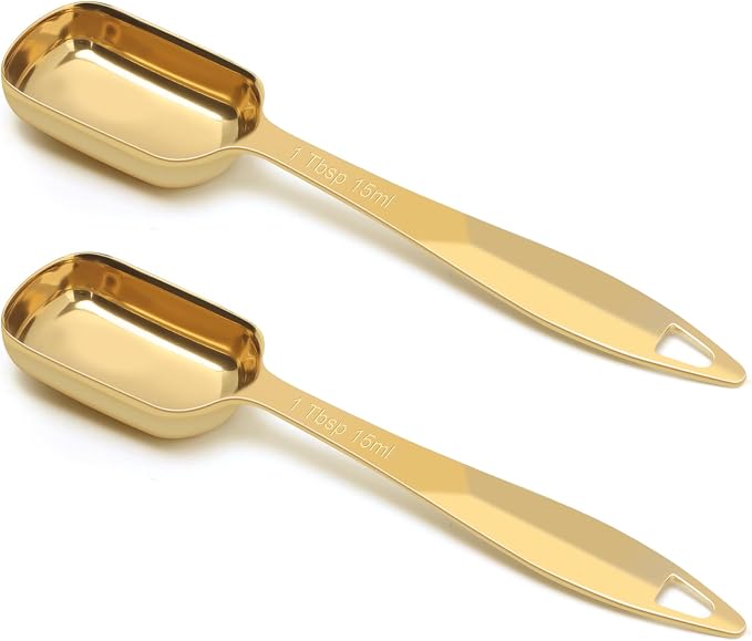 2 Pcs 1 Tablespoon Stainless Steel Single Measuring Spoon, Long Handle Metal by AUOIKKHOMEGARDEN