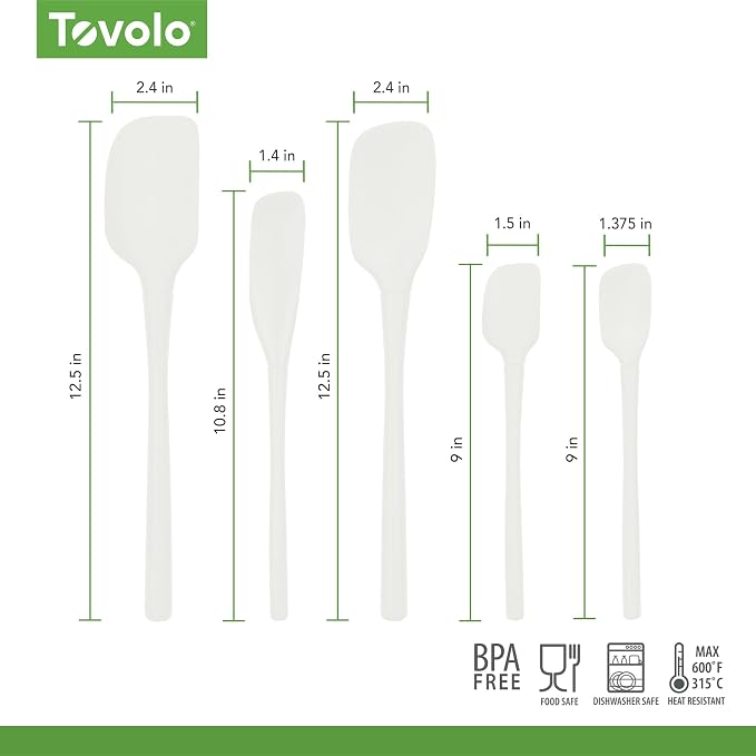 Tovolo Flex Core 5 Piece Silicone Spatula Set Heat Resistant All Silicone - Image 6