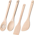 Wooden Spoons for Cooking, 4-Piece Wood Utensil Set Includes Slotted Spoon by HEFILD