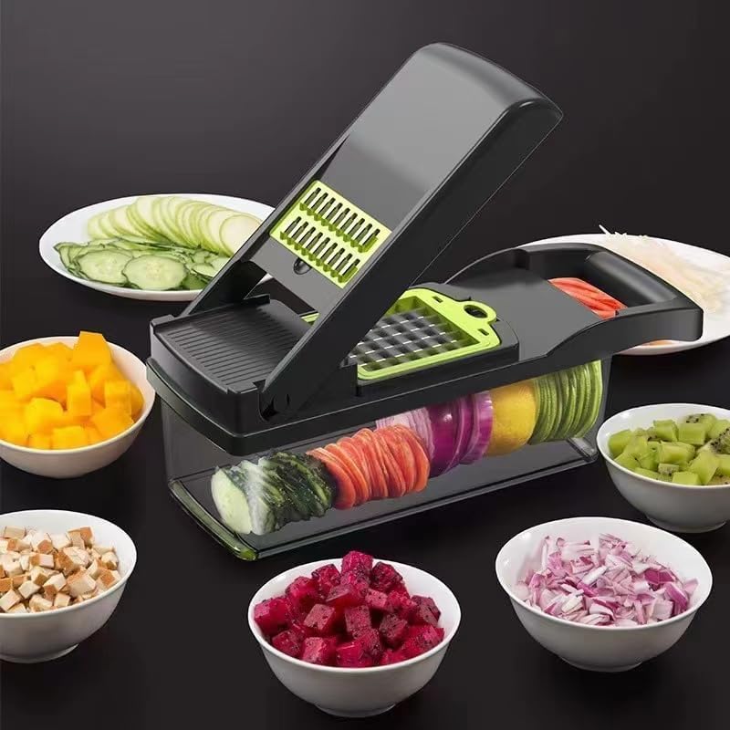 16-in-1 Vegetable Chopper with 7 Blades, Grey