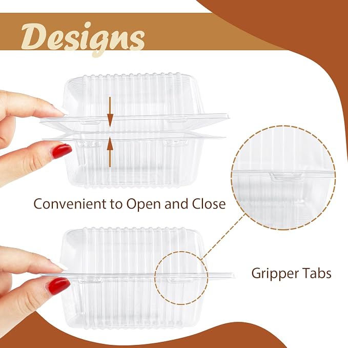 Jizvxe 300 Pcs Clear Plastic Take out Containers, Square Hinged Takeout Tray - Image 4