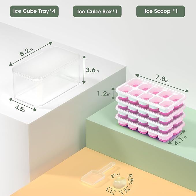DOQAUS Ice Cube Tray with Lid and Bin - Image 7