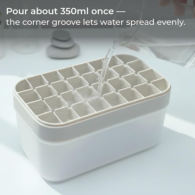 Ice Cube Tray Set with Lid & Bin, 2 Silicone Trays, Easy-Release, Leak-Proof - Image 2