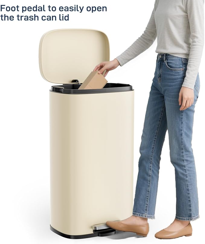 Arlopu 8/13.2 Gallon Step Trash Can, Stainless Steel Garbage Bin, Soft-Close - Image 5