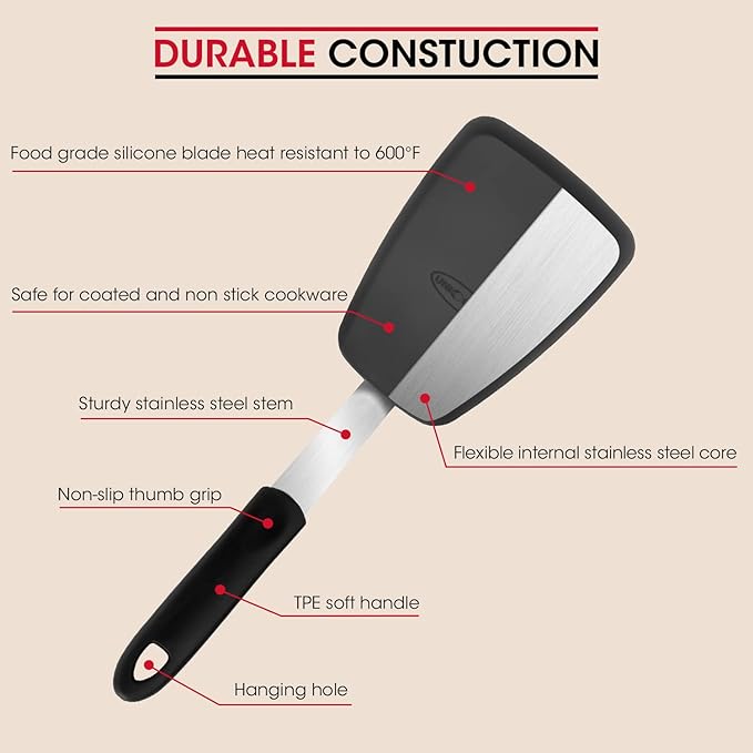Unicook 2 Pack Flexible Silicone Spatula, 600F Heat Resistant, Crepes and More - Image 2