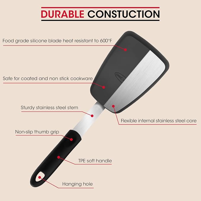 Unicook 4 Pack Flexible Silicone Spatula, 600F Heat Resistant, Crepes and More - Image 2