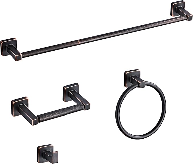 Bathroom Hardware Set 4 Pieces, Oil Rubbed Bronze Bathroom Accessories Set by bluebyrne