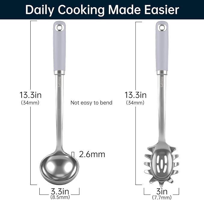 Safring Stainless Steel Soup Ladle and Spaghetti Spoon Set, Heat Resistant - Image 2