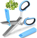 Herb Scissors with 5 Blades & Cleaning Kit, Stainless Steel Kitchen Shears by SASACIA