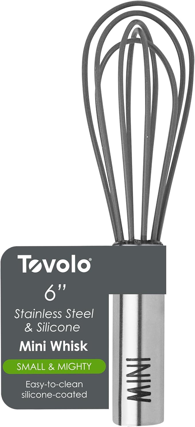 Tovolo Mini Whisk Stainless Steel 6 Inch Tiny Whipper Silicone Whisker by Tovolo