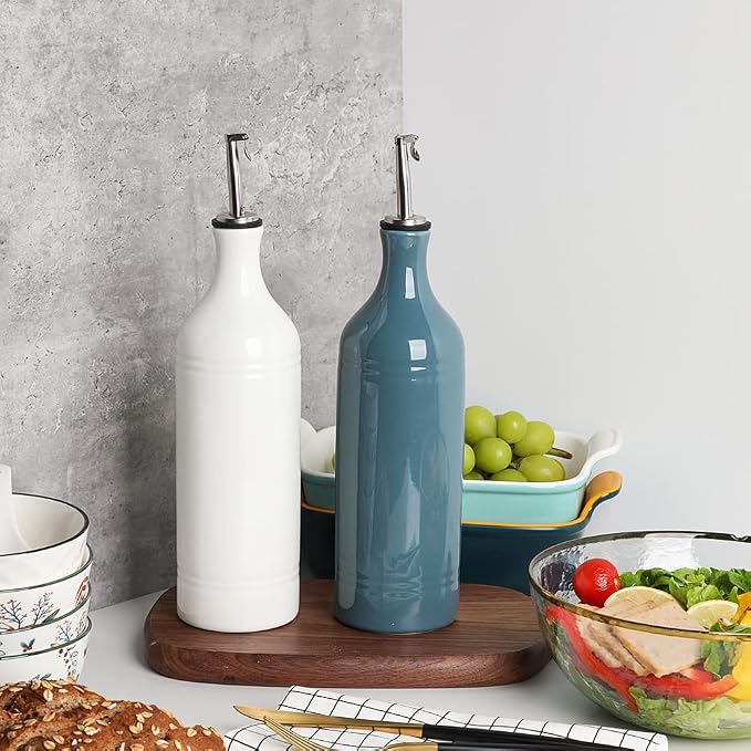 Sweejar Large Ceramic Olive Oil Dispenser Bottle, Opaque Oil Cruet Protects to - Image 3