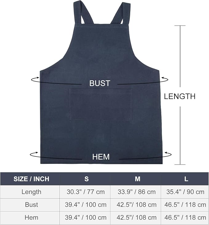 ELEZAY Aprons for Women with Pockets Plus Size Comfort Cross Back No Tie Cotton - Image 7