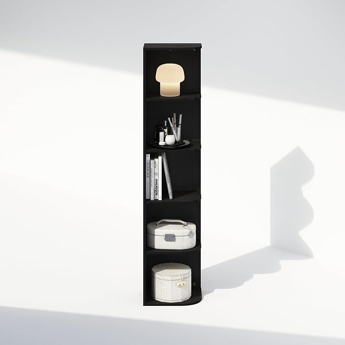Furinno Reed Corner Shelf, 5-Tier Corner Bookshelf, Book Shelf, Corner Shelves - Image 6