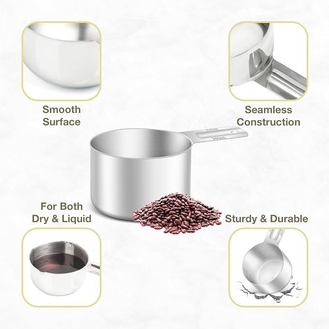 1PCS 1Cup Single Measuring Cup, Etched Inner Scale Stainless Steel Measure Scoop - Image 5