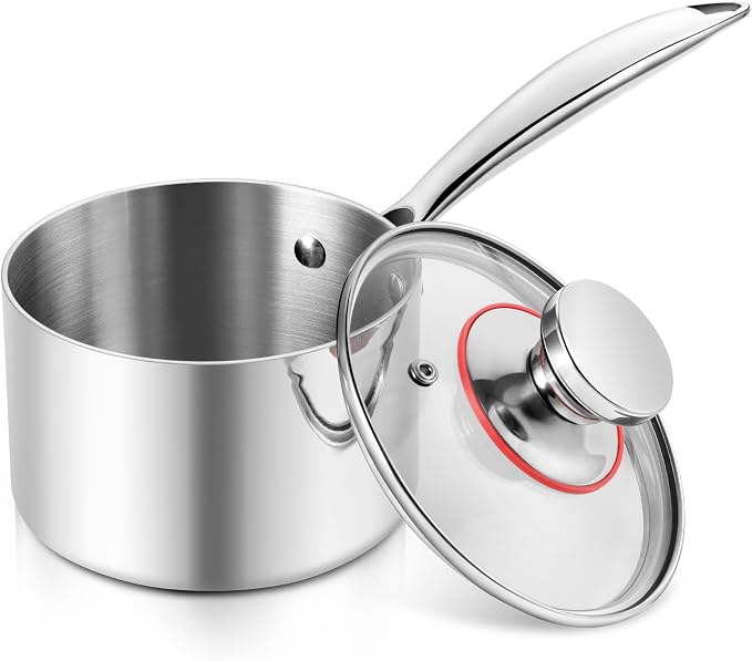 E-far 1-Quart Saucepan, Tri-Ply Stainless Steel Sauce Pan by E-far