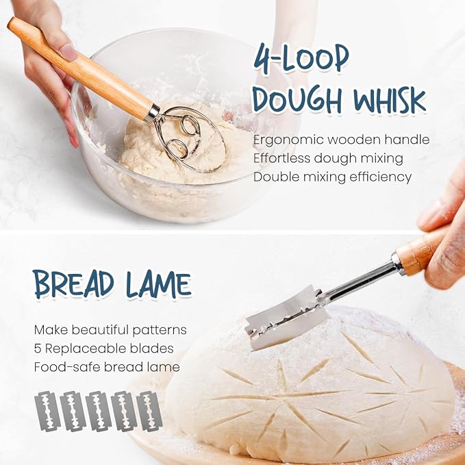 Rorecay Banneton Bread Proofing Baskets Set of 2, 10 Inch Oval Cane Sourdough - Image 4