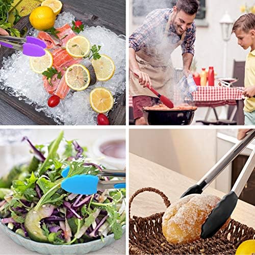 ForTomorrow Kitchen Tongs with Silicone Tips, Set of 5