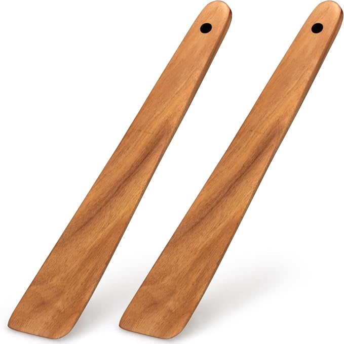 2 Pcs Teak Wood Spatula Set Non Toxic Cooking Utensils Spurtle Kitchen Tools by Ayiaren