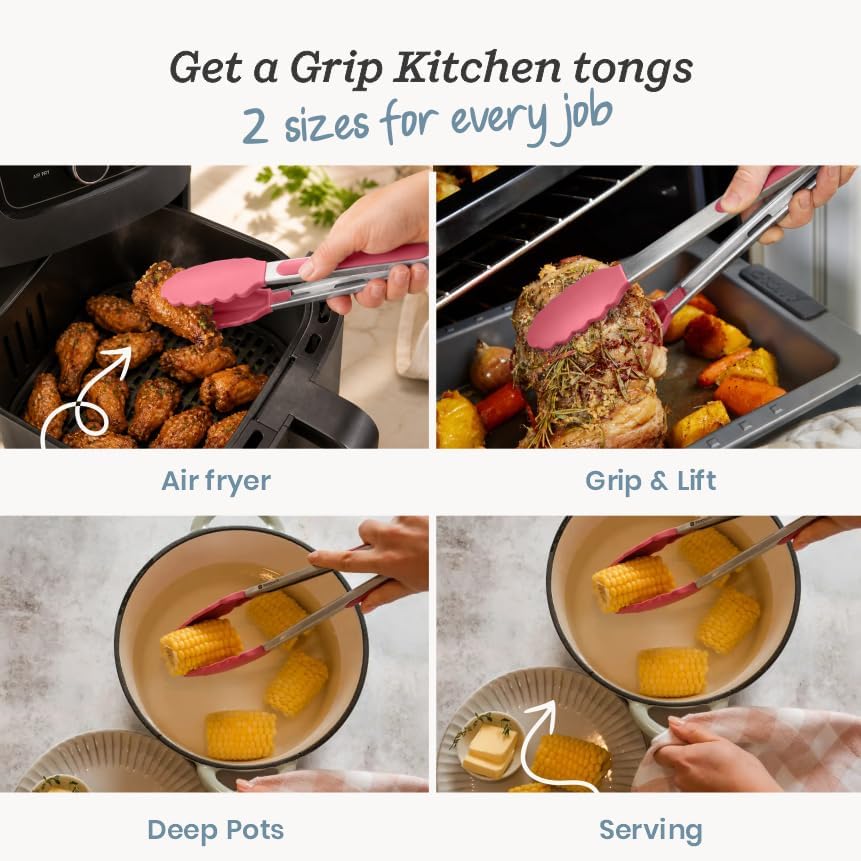 Starpack Silicone Kitchen Tongs, 2-Pack, 9" + 12"